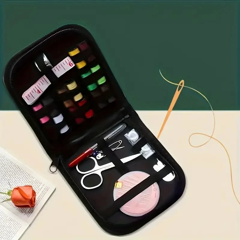 Compact Travel Sewing Kit with Colorful Canvas Case | All-Season Quick Repair & Daily Use Essentials Zpaxo