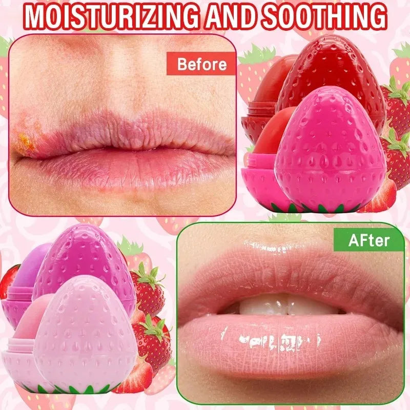 1/4Pcs Strawberry Lip Balm Long-Lasting Moisturizing Repair Hydrating Red Lipstick Set Fruits Repair Dry Lip Care Cosmetics Gift Zpaxo