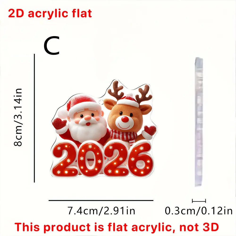 2026 Christmas Acrylic Santa & Reindeer Ornament Pendant Christmas Ornament Zpaxo C