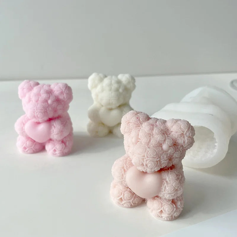 3D Bear Hug Love Silicone Candle Molds Diy Cute Bear Pet Candle Making Supplies Handmade Soap Plaster Resin Mold Home Decor Gift Zpaxo