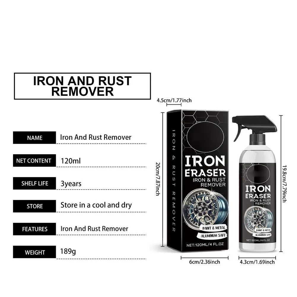 Car Wheel Rust Remover Spray Car Rust Remover Derusting Spray Safe Stains Fast-Acting Formula for Car Detailing Restores Shine Zpaxo