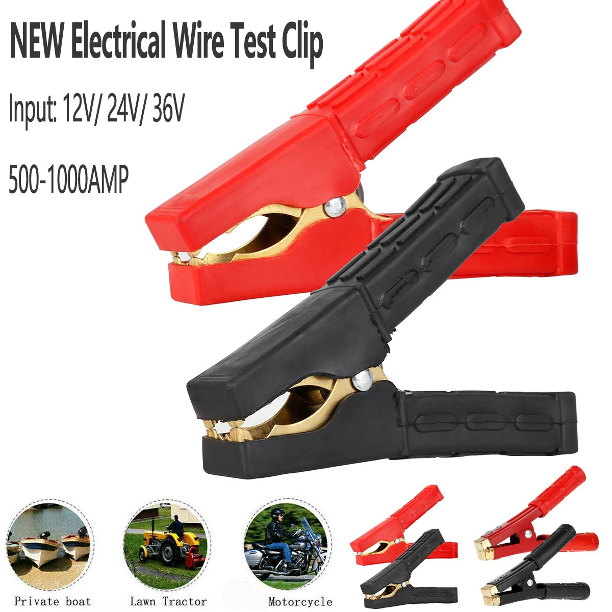 2/4Pcs Electrical Jumper Wire Test Clip For Car Battery Clamp 500-1000Amp Pure Full Sheath Copper Battery Alligator Clip Heavy Zpaxo