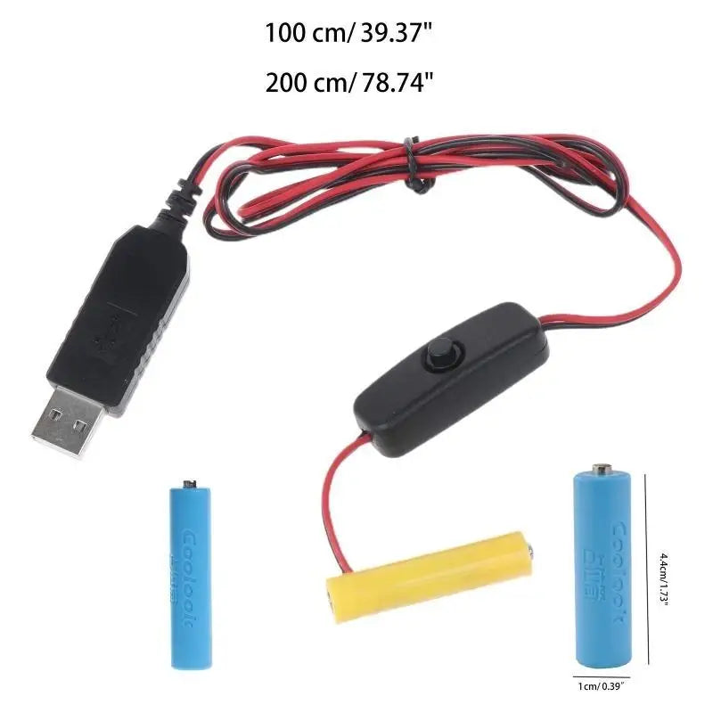 652F Universal 3V AAA USB Power Converter Battery Replace 2pcs AAA Battery Zpaxo