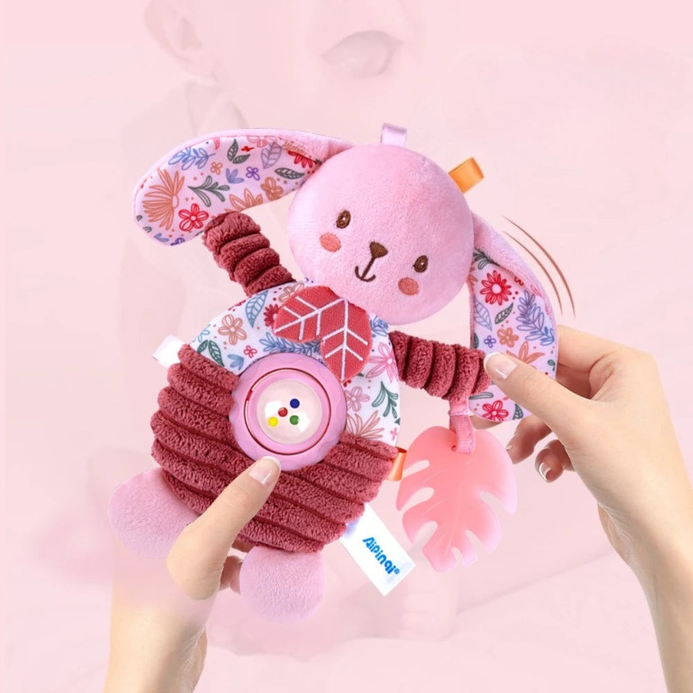 Baby Pink Crib Hanging Toy Cartoon Car Mounted Plush Auditory