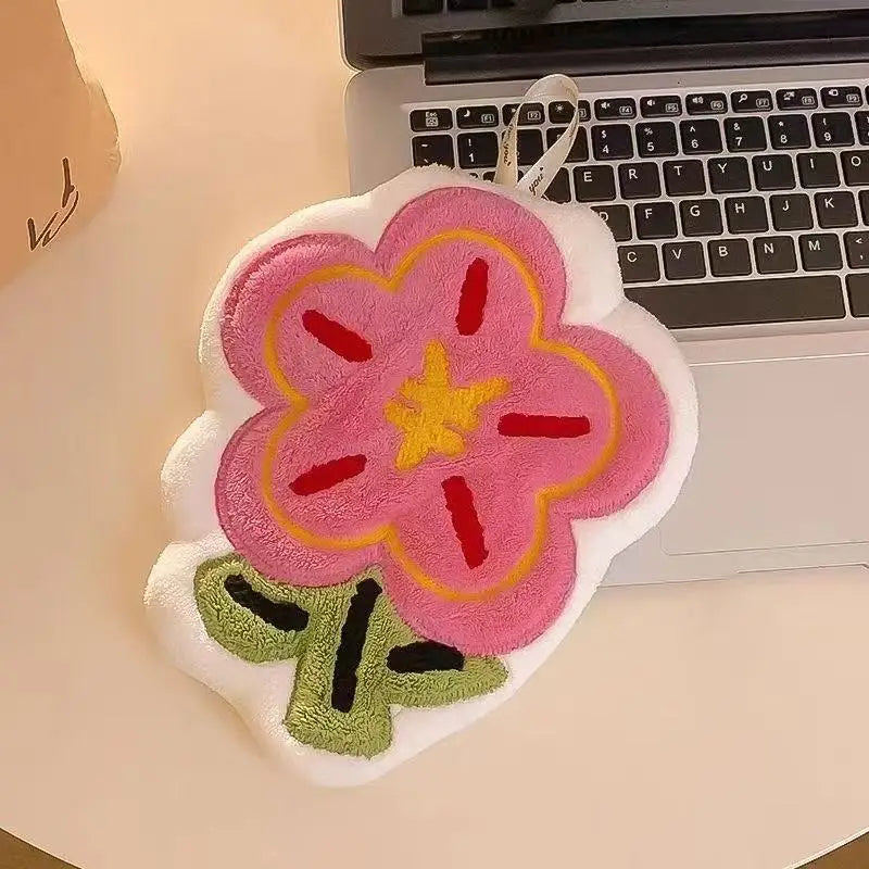 2026 Coral Velvet Flower Flower Towel Hanging Type Absorbent Quick Drying Suitable for Hanging Household, Kitchen Small Towels Zpaxo Pink flower
