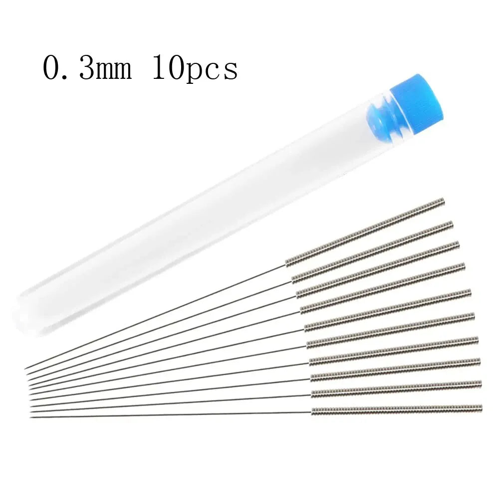 10Pcs Stainless Steel Nozzle Cleaning Needle 0.2mm 0.3mm 0.4mm 0.5mm 0.6mm 0.8mm 1.0mm Drill Bits 3D Printer Nozzle Cleaning Kit Zpaxo 0.3mm 10pcs