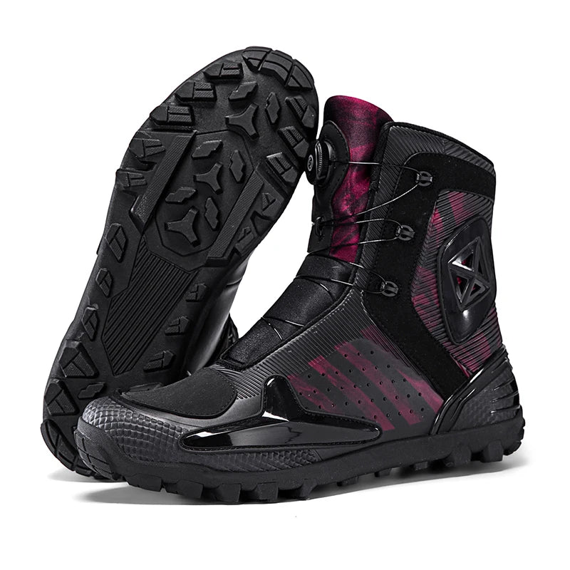Lexsan Motorcycle Boots Men Leather Motos Breathable Anti Slip