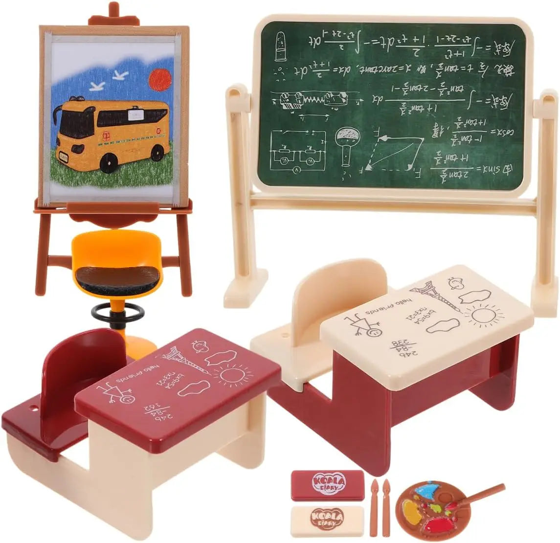 1 12 Dollhouse Miniature Classroom Realistic Chalkboard Desk Chair