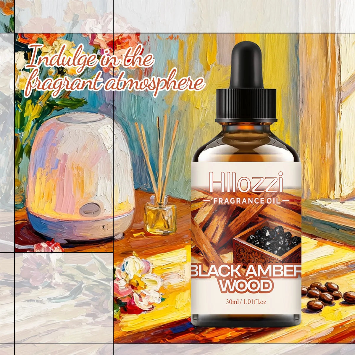 BLACK AMBER WOOD FRAGRANCE OIL Fragrance oil suitable for aroma diffusers, humidifiers, car air fresheners, and candle making Zpaxo