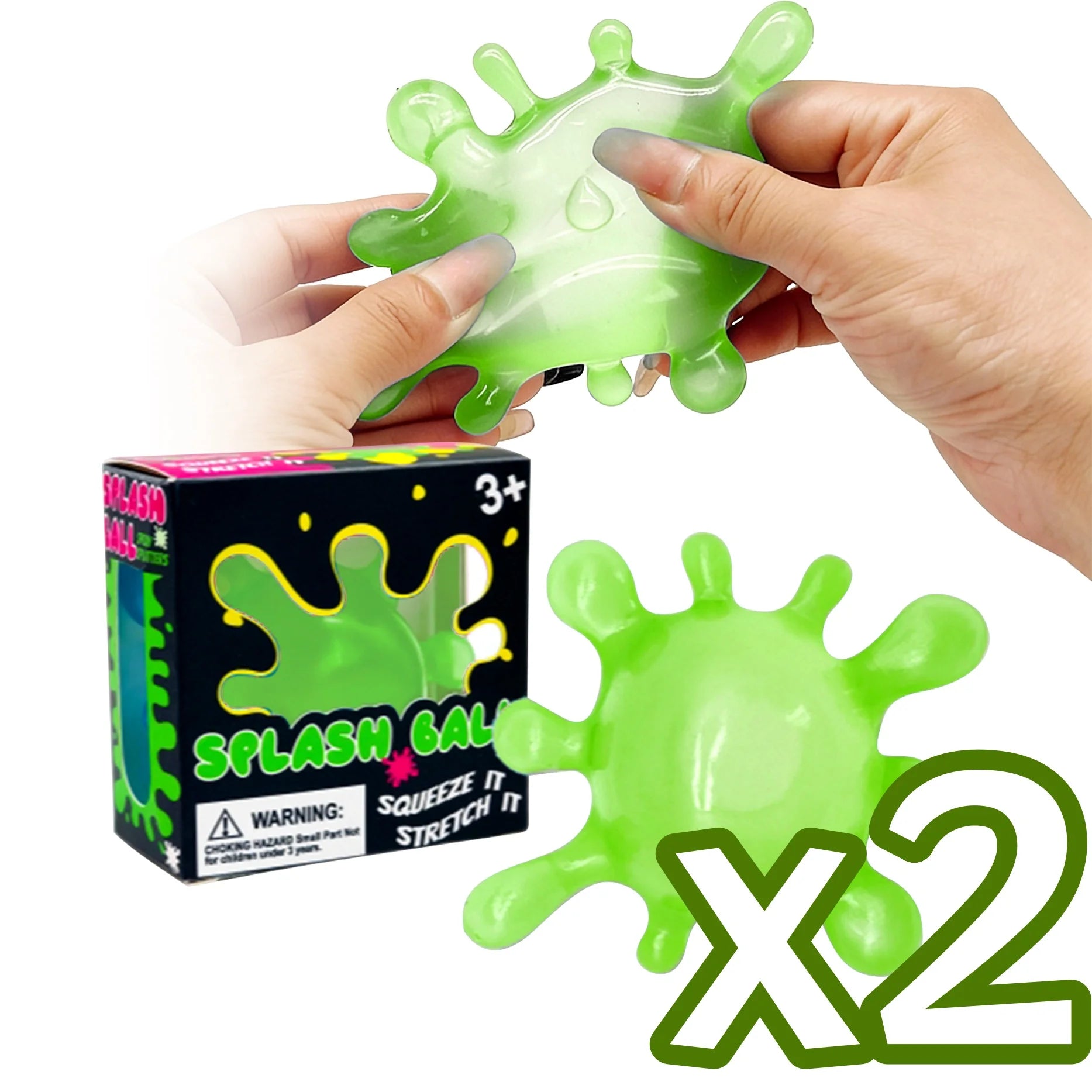 Splash Squeeze Stress Ball Slow Rise Fidget Toy Adults &amp; Kids Fidget Stress Ball Zpaxo Green Color x 2