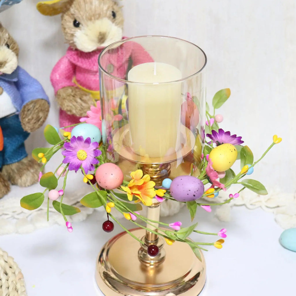 Easter Candle Rings Egg Floral Holder Garland Artificial Spring