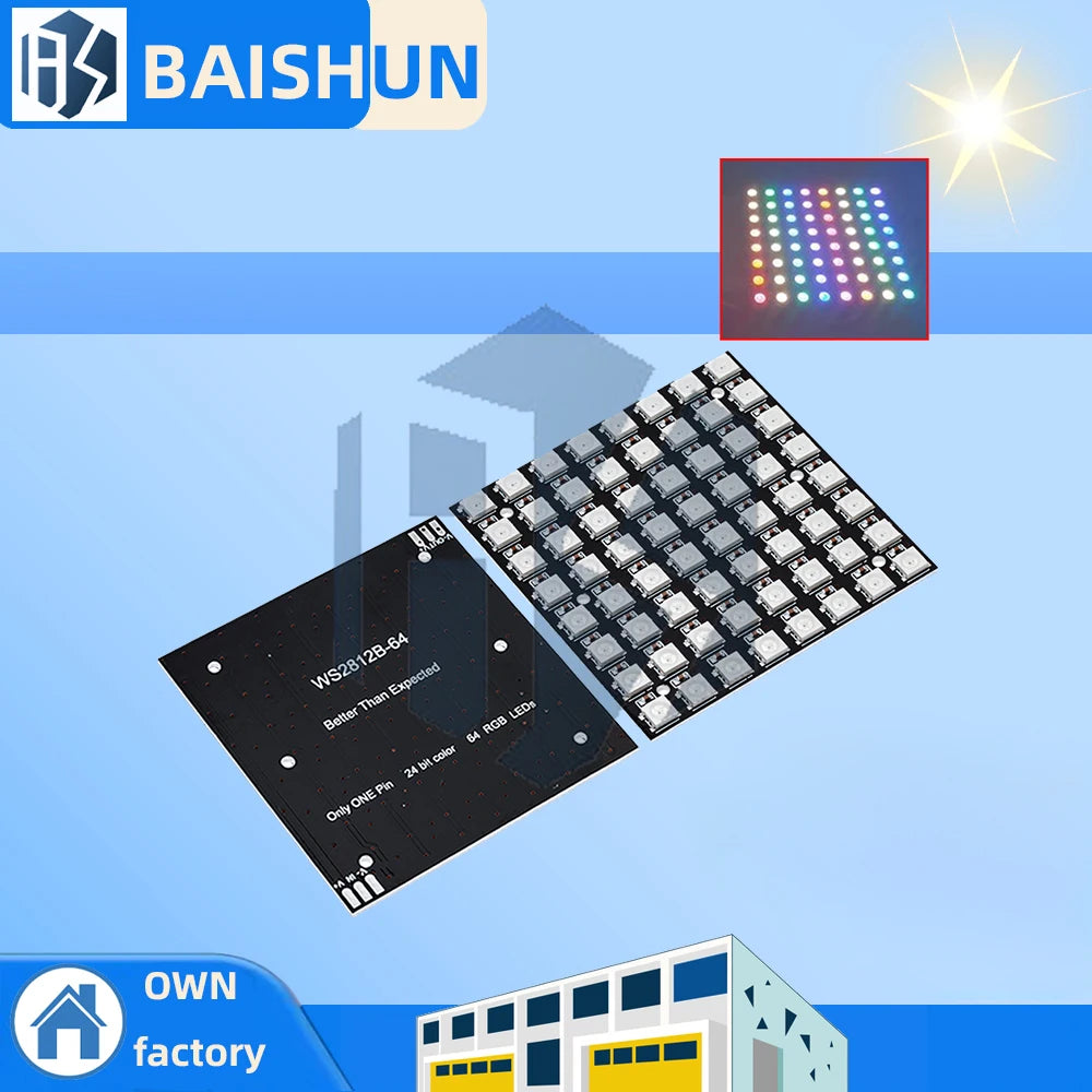 ‌WS2812 8x8 RGB LED Matrix – 64 Programmable 5050 Addressable LEDs with Arduino/Raspberry Pi Zpaxo Default Title