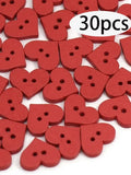 Red Wooden Heart Buttons 20/30pcs – 2-Hole DIY Sewing Craft Decorative Craft Buttons Zpaxo 30pcs