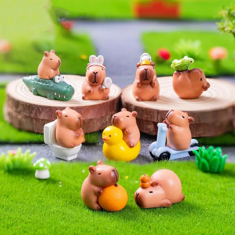 Mini Capybara Resin Figurines 2Pcs | Fairy Garden & Moss Decor