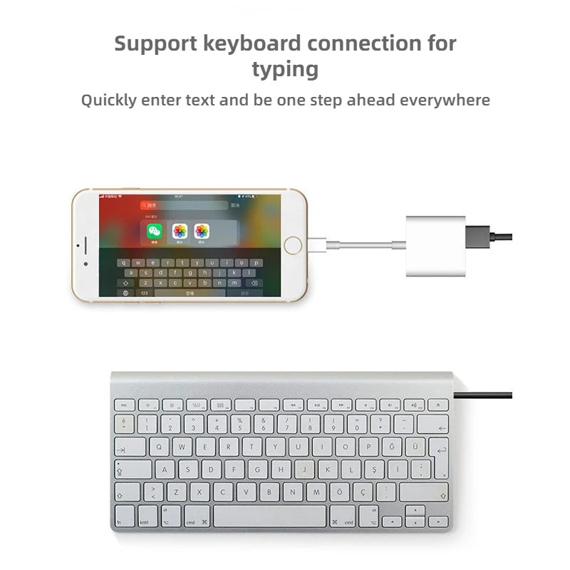 Lightning USB OTG Converter Adapter IPhone Mouse Keyboard Charging U