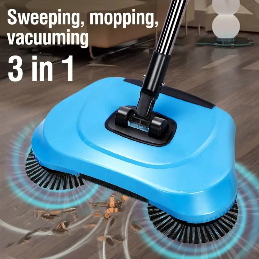 Hand Push Broom, Multifunctional Cleaning Tool Sweep Mop, Long Handle Push Broom with Auto Spiral Deep Clean System Zpaxo