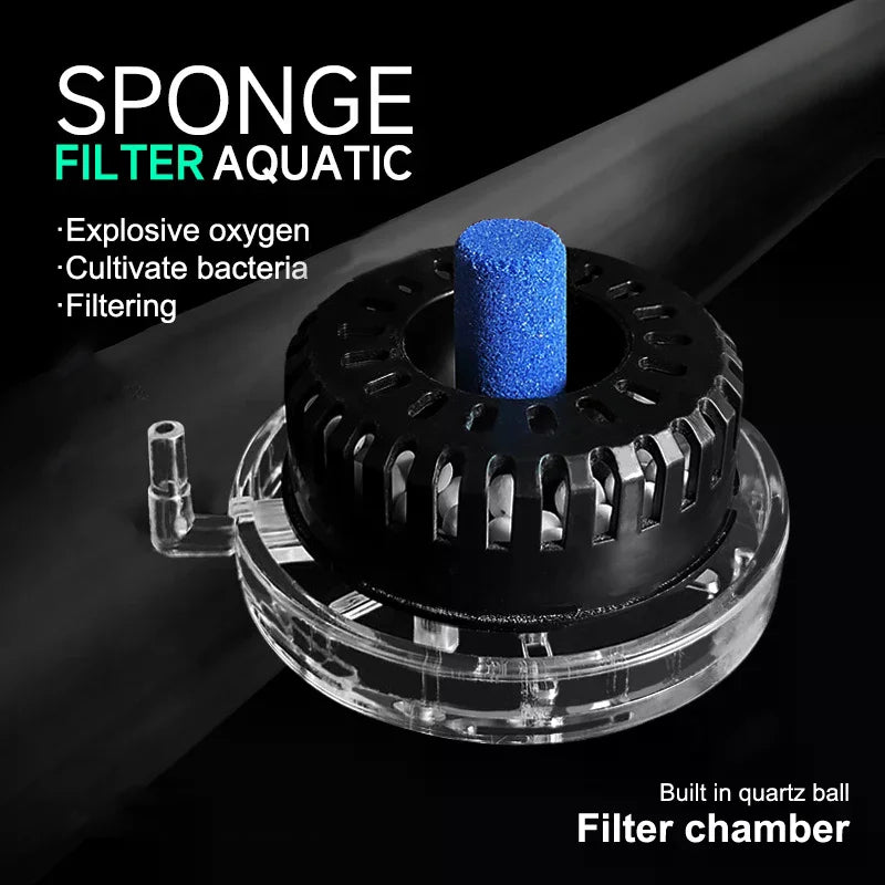Aquarium Filter Fish Tank Shrimp Pond Air Pump Biochemical Sponge Filter Fish Tank Bio-Sponges With Media Ball Oxygen Increasing Zpaxo