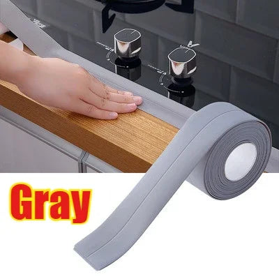 PVC Waterproof Sealing Tape Bathroom Toilet Caulk Tapes Kitchen Sink Countertop Mildew Fouling Proof Sealer Self Adhesive Strip Zpaxo gray 1m 3.8cm