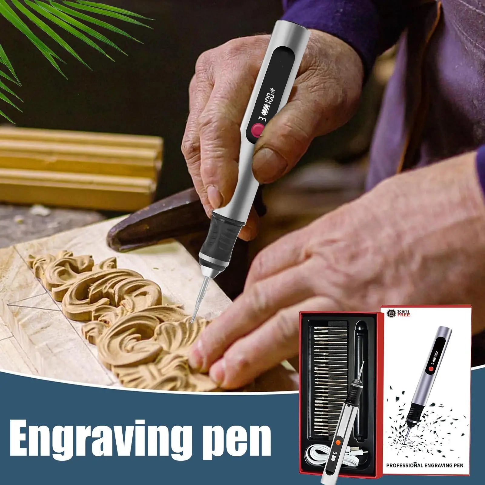 Electric Engraving Pen Cordless Engraving Tool Glass Etching Tool for DIY Enthusiasts Artists Jewelry Makers Hobbyists Zpaxo