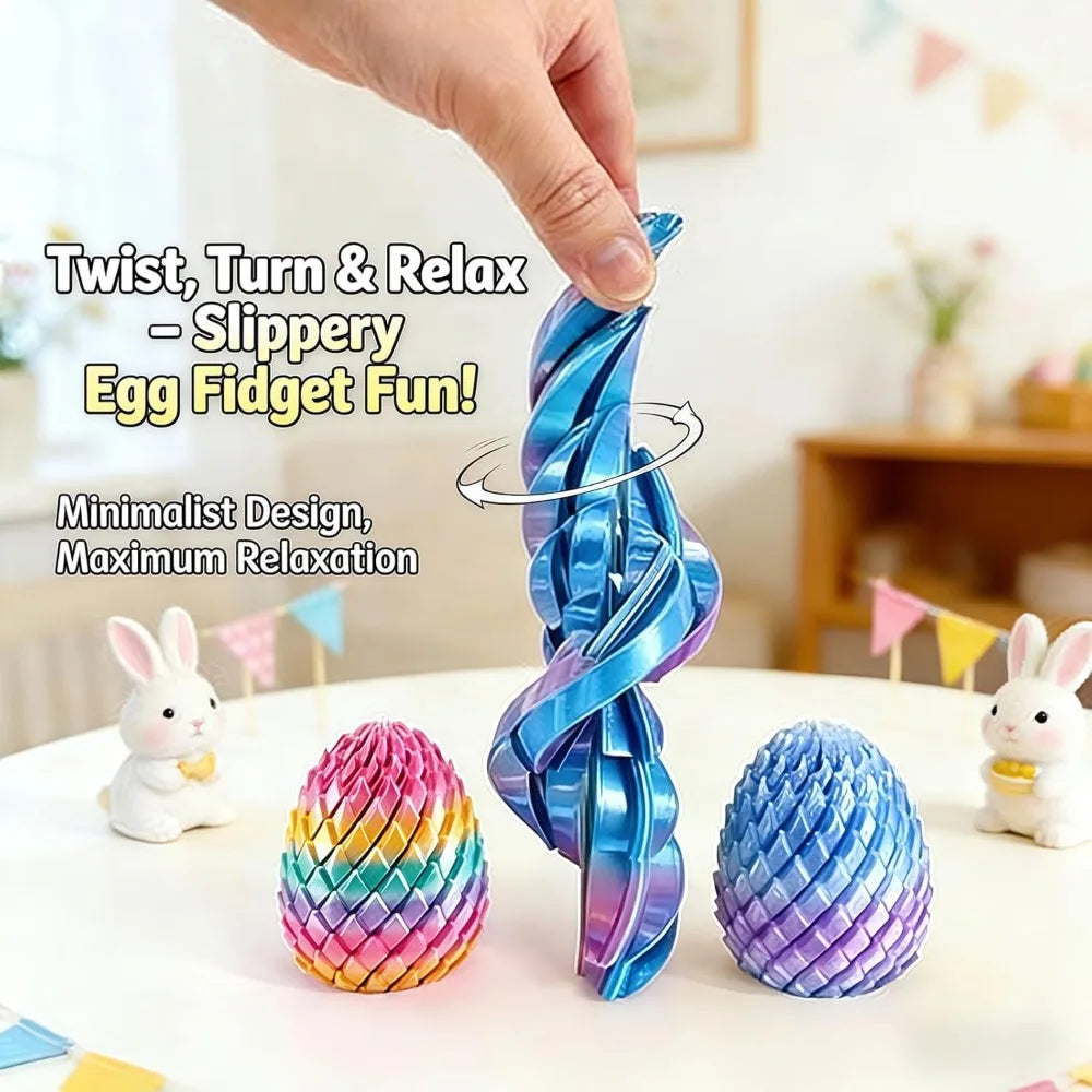 Twisty Fidget Egg 3D Printed Slippery Easter Stuffers Basket