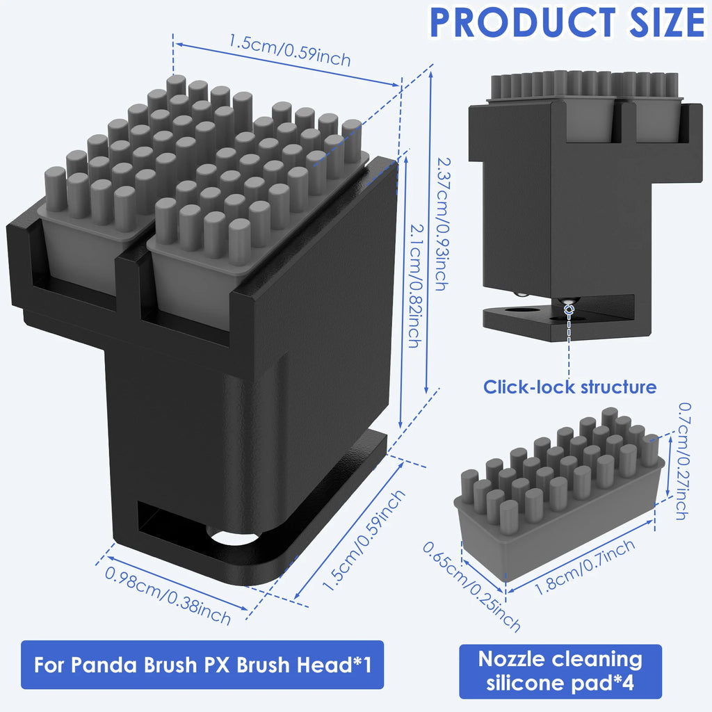 3D Printer Nozzle Wiper with 4 Extra Silicone Brush for Bambu-Lab P1P/P1S/X1/X1C/X1E 3D Printers Nozzle Cleaning Kit with Brush Zpaxo