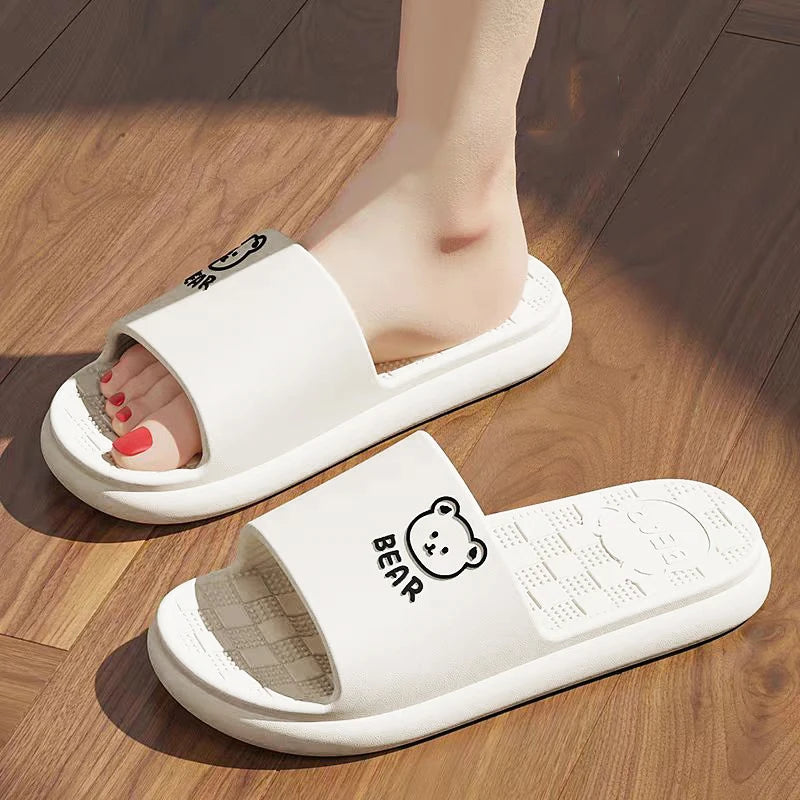 Women Summer Concise EVA Slippers Men Soft Home Slides Couples Zpaxo white 40-41