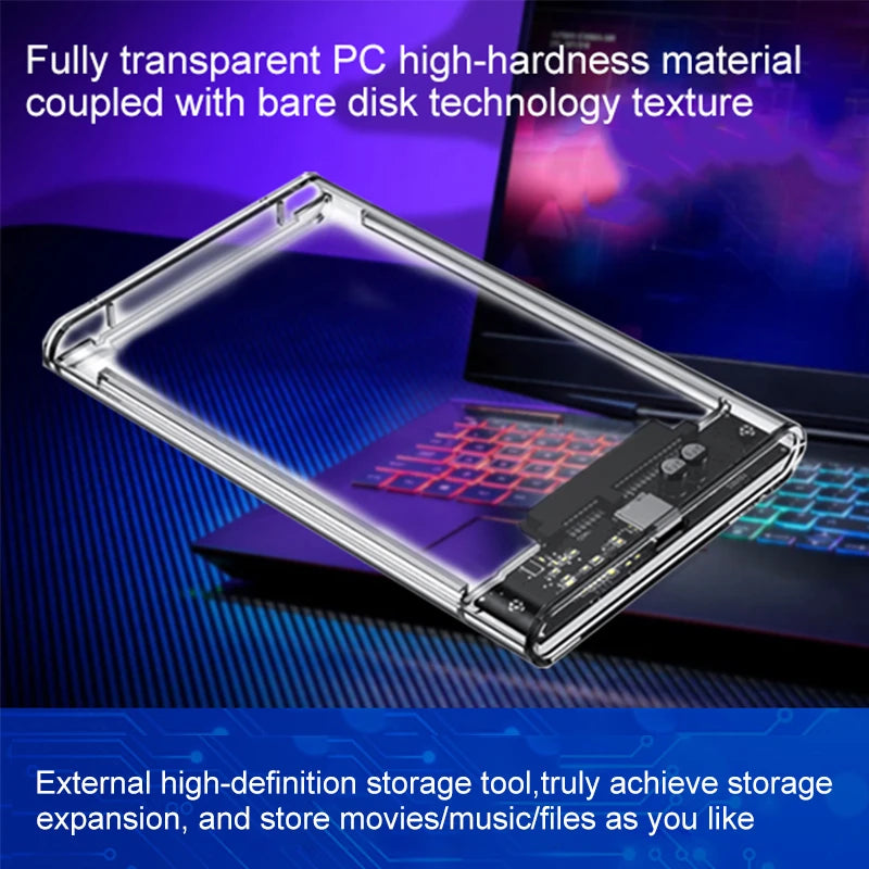 USB3 0 Microb Transparent External Storage Case SATA 5Gbps HDD SSD Zpaxo