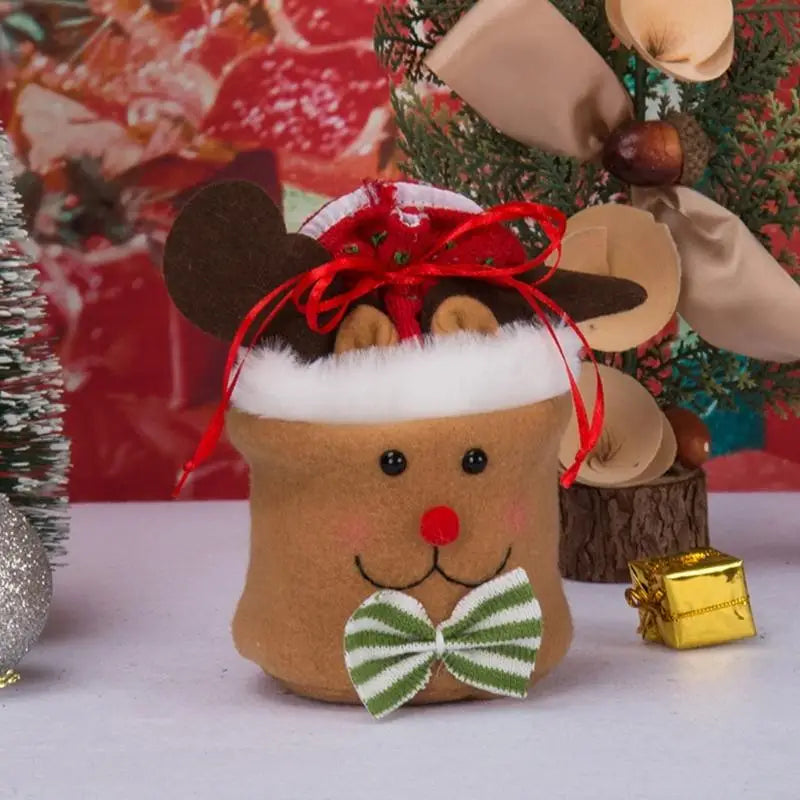 Christmas Tree Fabric Ornament Cartoon Santa Snowman Reindeer Hanging