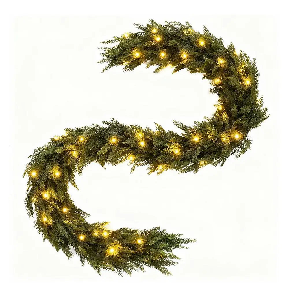 LED Christmas Garland 6ft Artificial Greenery 90 Lights Realistic