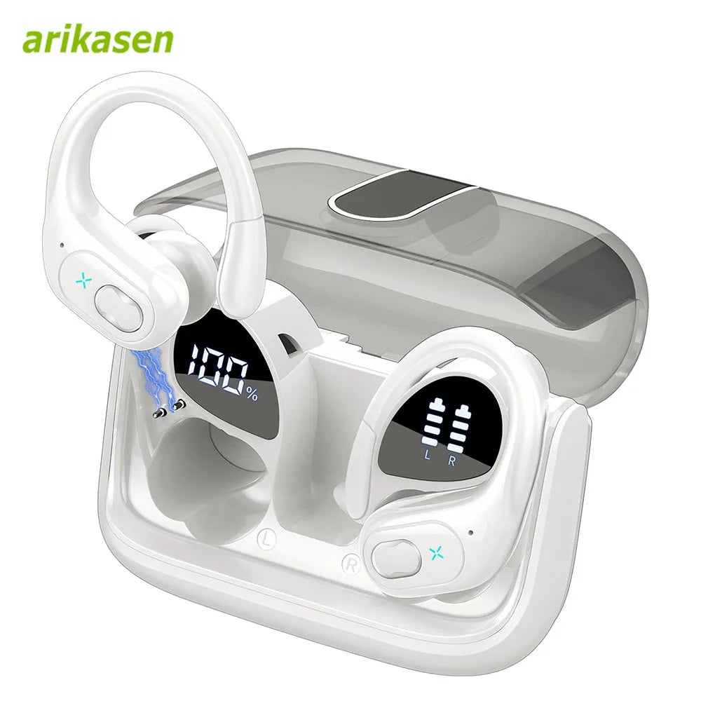 Bluetooth 5 3 Headphones 2024 Wireless Earbuds 75hrs Sport Earphone Zpaxo WHITE