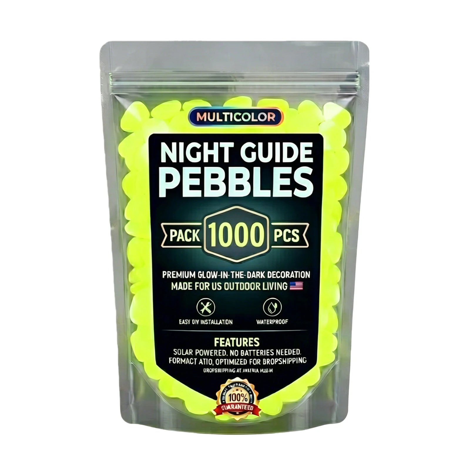 200 400 600 Glow Dark Rocks Pebbles Night Guide Fish Tank Aquarium