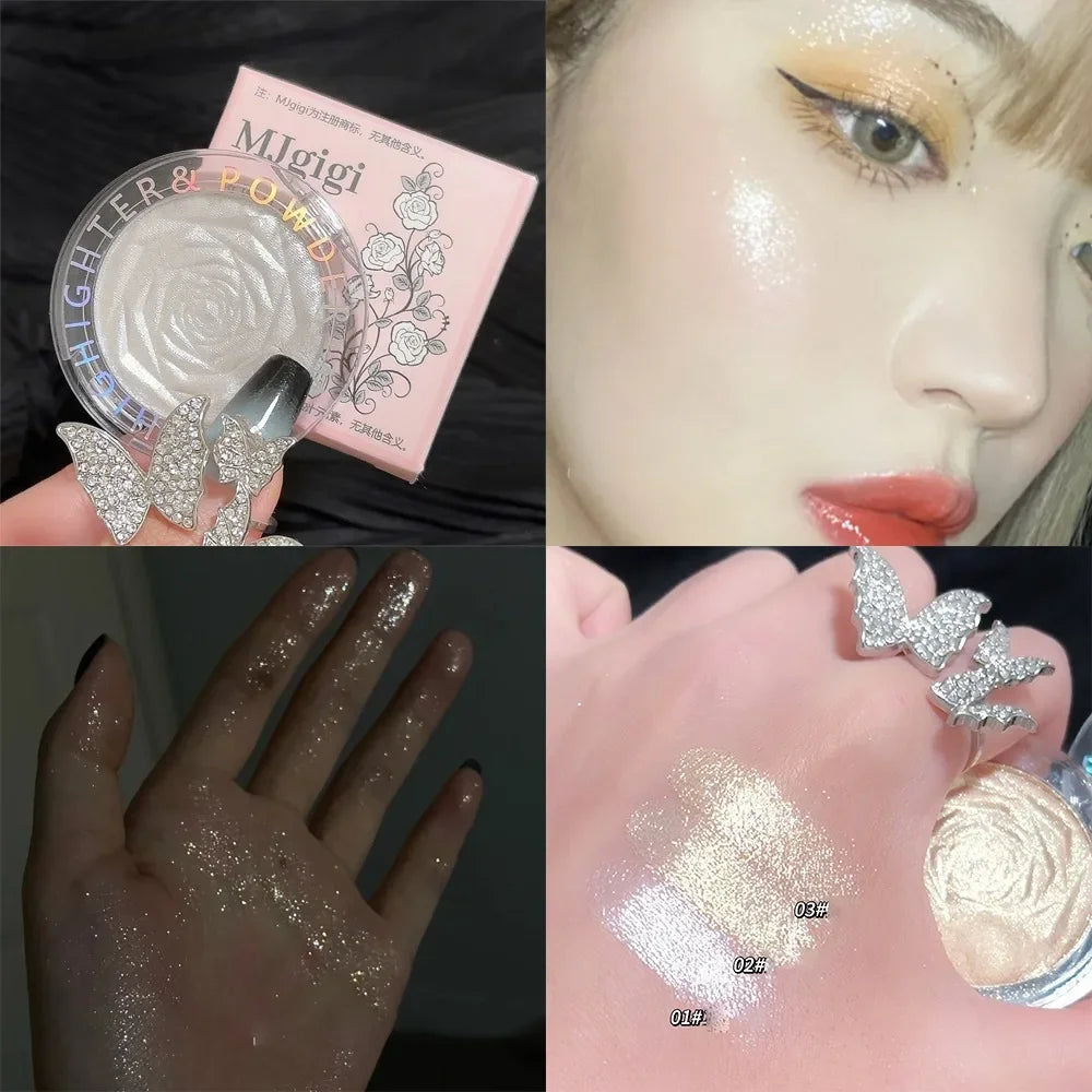 3D Rose Highlighter Makeup Palette Face Contour Bronzer Shimmer Zpaxo