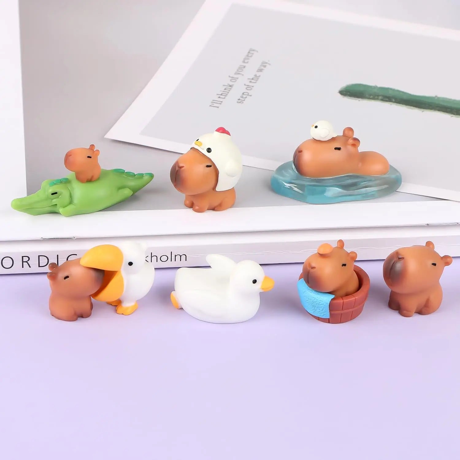 Capybara Figurine Set – Kawaii Cake Toppers & Desk Decor 12/18 Pcs