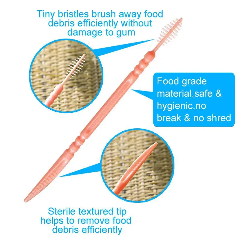 100-Pack Disposable Double-Head Plastic Toothpicks – Portable Box