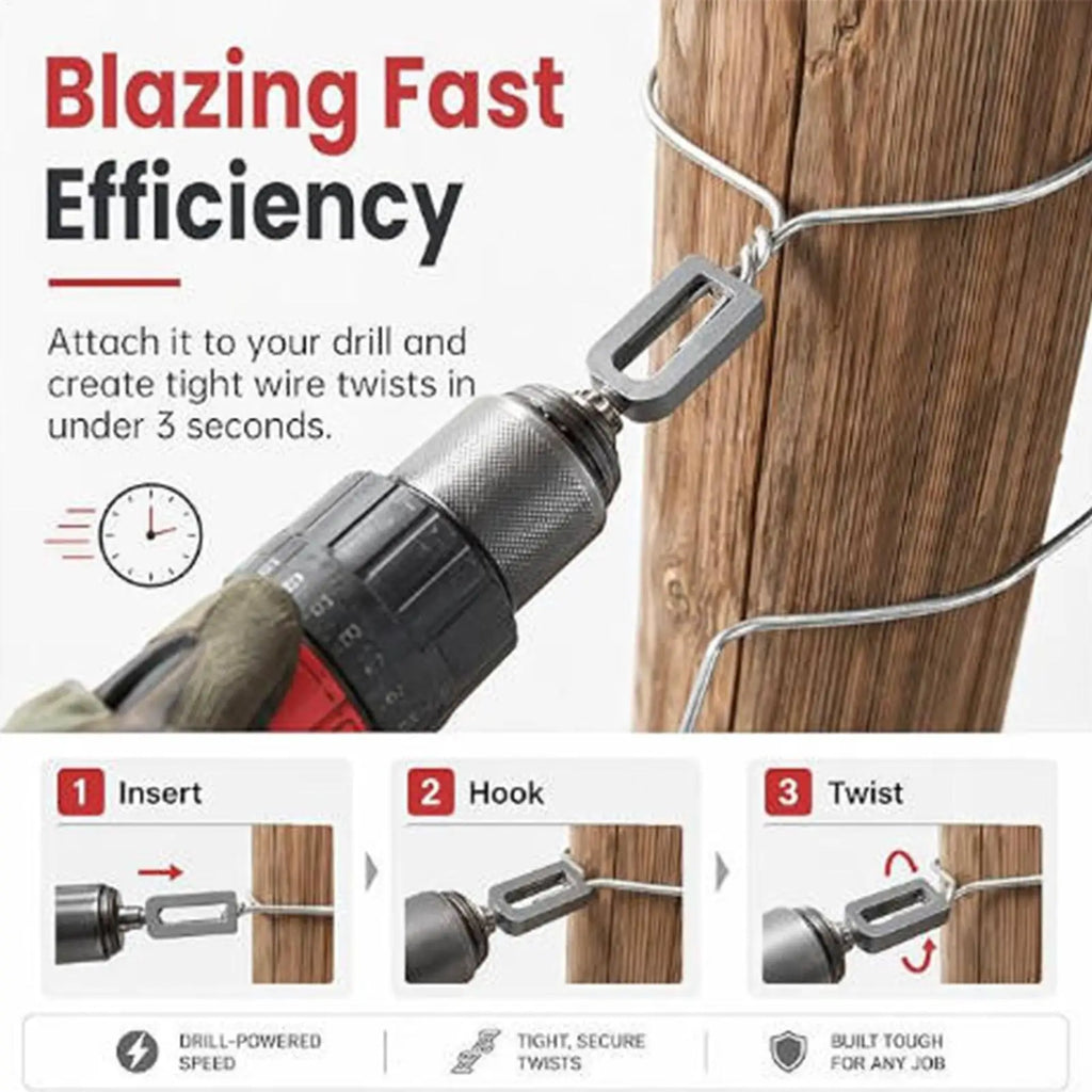 Drill Wire Twister Heavy Duty Cable Winding Tool Carbon Steel Fence