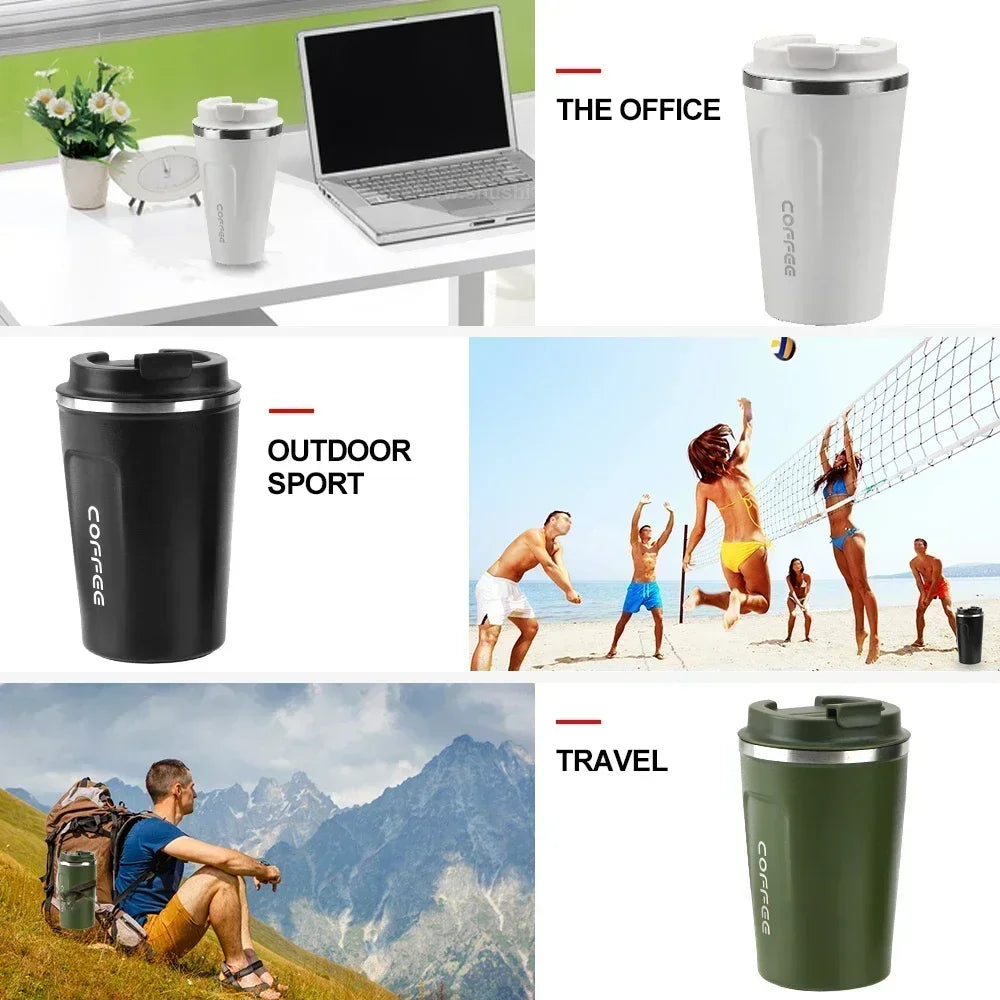Leak-Proof Travel Thermos Mug 380/510ml – Double Wall Steel Travel Thermos Mug Zpaxo