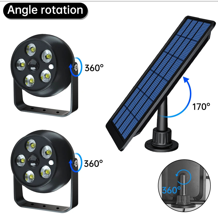 Dual Head Solar Spotlights Outdoor Indoor LED Light 2-in-1 Waterproof Zpaxo