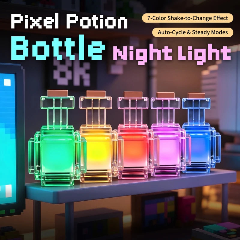 Rechargeable Night Light Mini 7 Liquid Medicine Bottle Pixel Wind