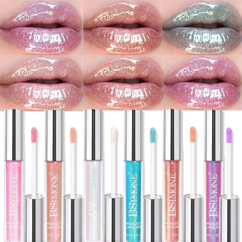 6 Colors Diamond Glitter Lip Gloss Makeup Metallic Shimmer Moist