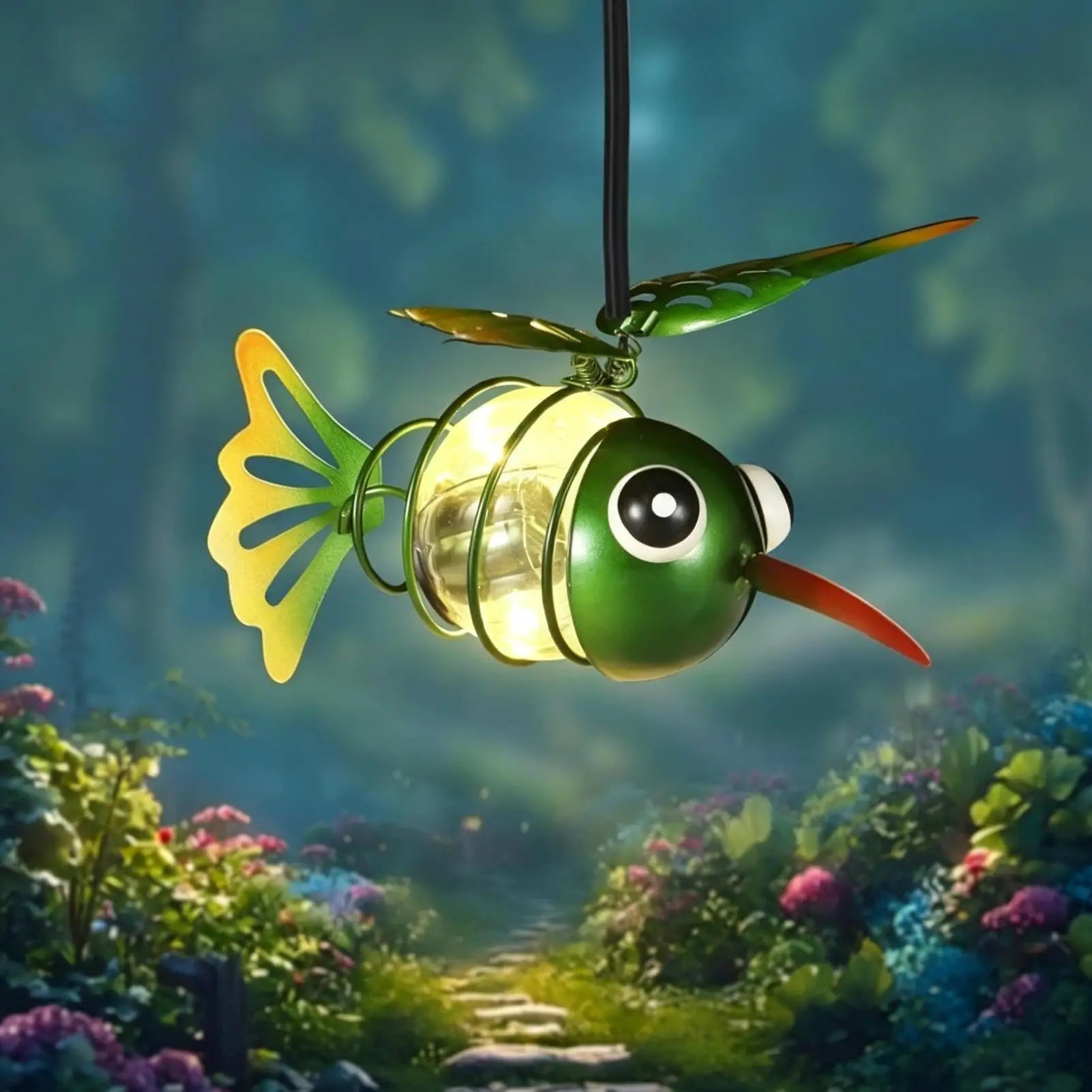 Hummingbird Solar Lights Yard Hangable Animal Sculpture Decor Light