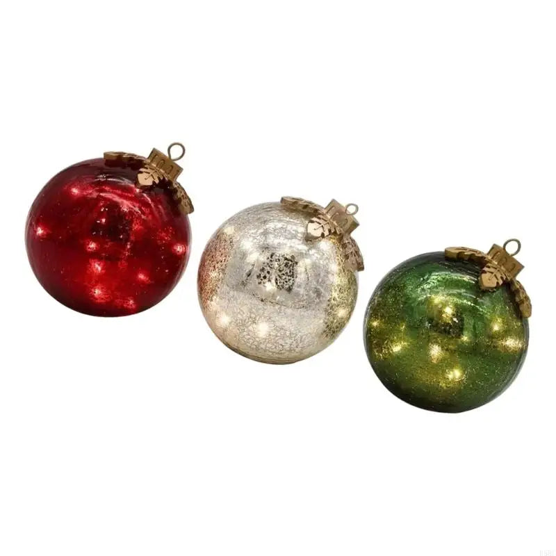 Glass Christmas Tree Ornament LED Lights Battery Powered Festival