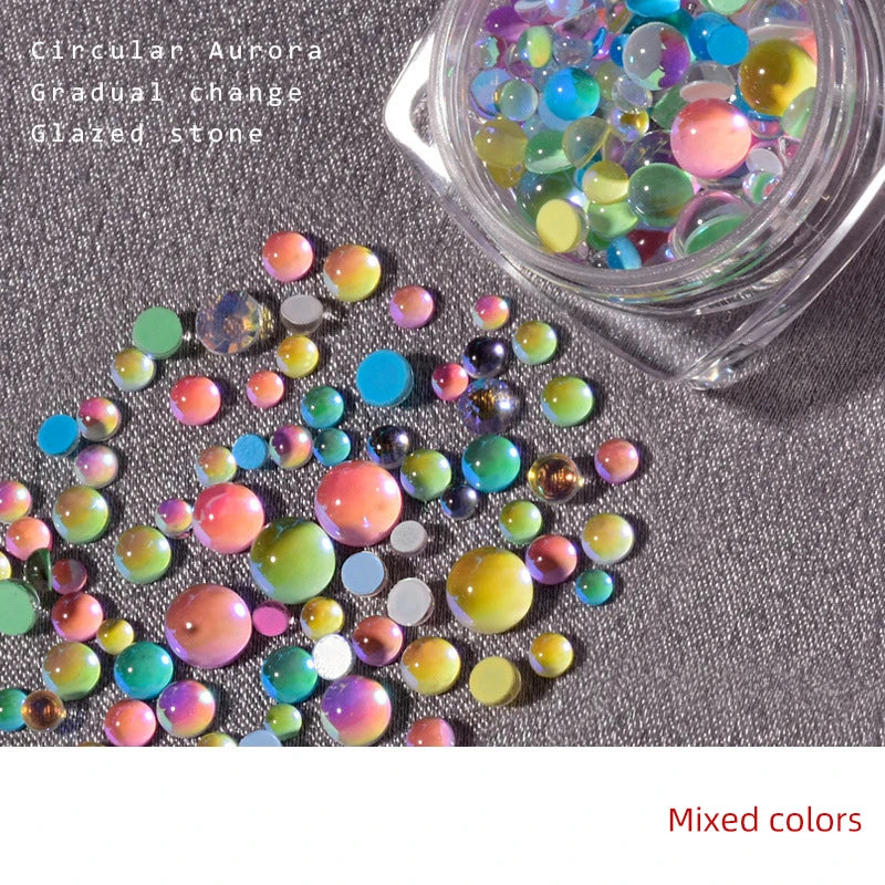 Candy Mermaid Round Clear Glass Crystal Bead Hemispherical 3D Nail Zpaxo 10
