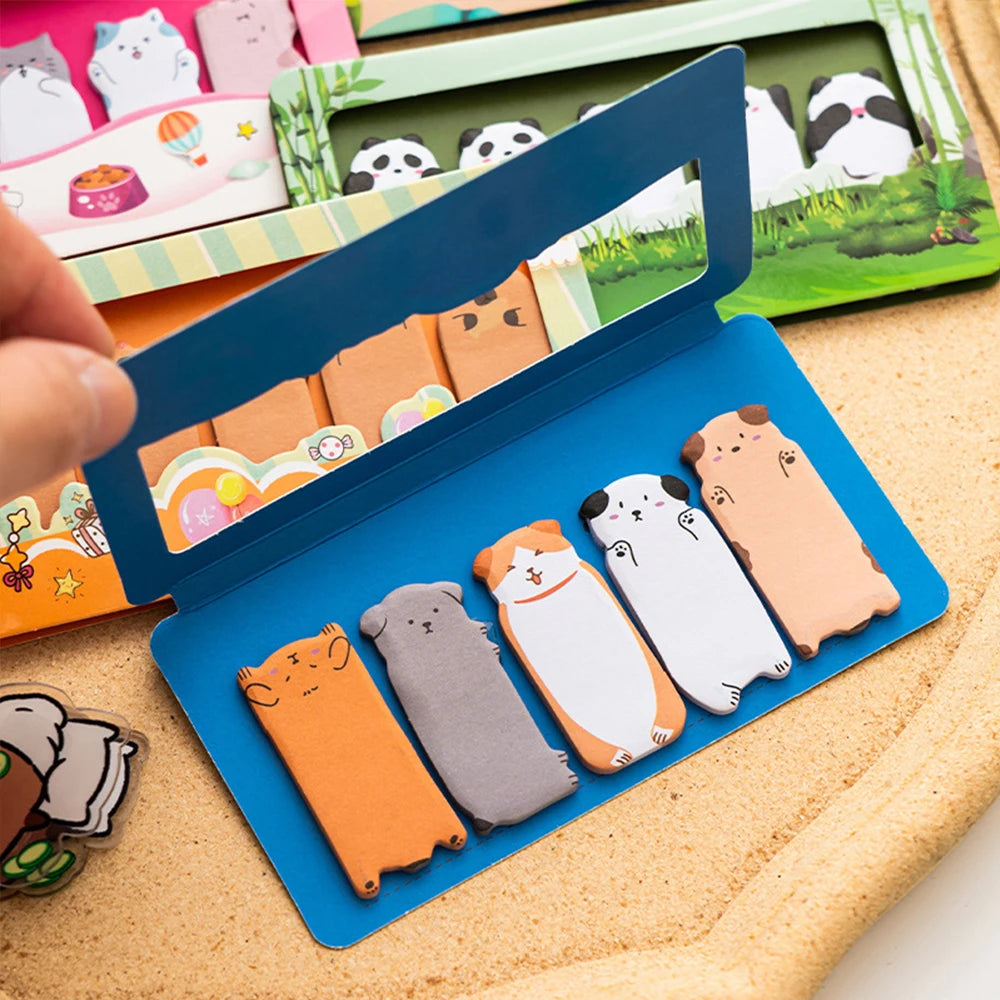 150 Sheets/Pack Cartoon Animals Sticky Notes Capybara Panda Cat Notepaper Memo Clips Decorative Paper Bookmarks Office School Zpaxo