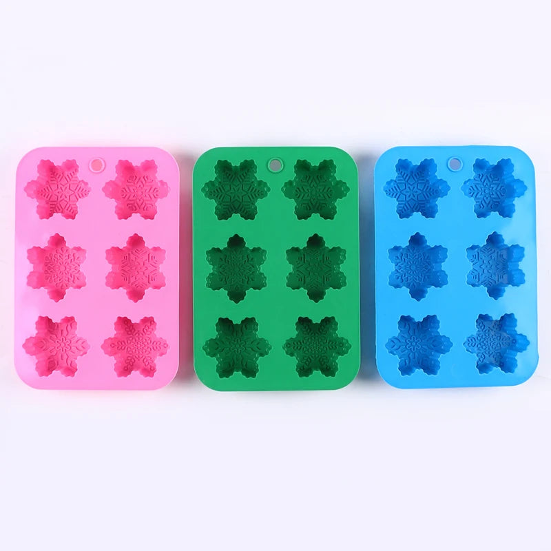 Christmas Snowflake Silicone Candle Mold 6-Cavity Handmade Soap Aromatherapy Ornament Crafts Gypsum Gift Resin Mold Home Decor Zpaxo