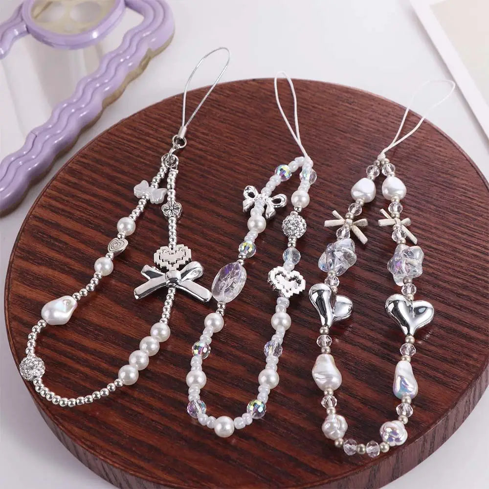 Resin Heart Mobile Phone Chain Beaded Bag Charms Bow Phone Case Pendant Jewelry Anti-lost Y2K Mobile Phone Charms DIY Decor Zpaxo