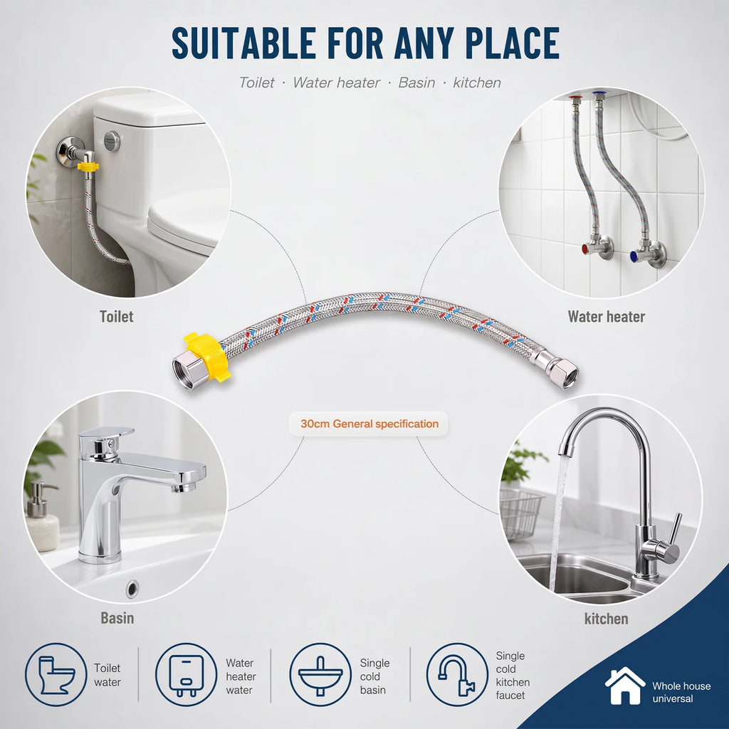 Faucet Hose Connector 304 Stainless Steel Braided Water Supply Line Explosion Proof Flexible Inlet Pipe for Toilet Water Heater Zpaxo