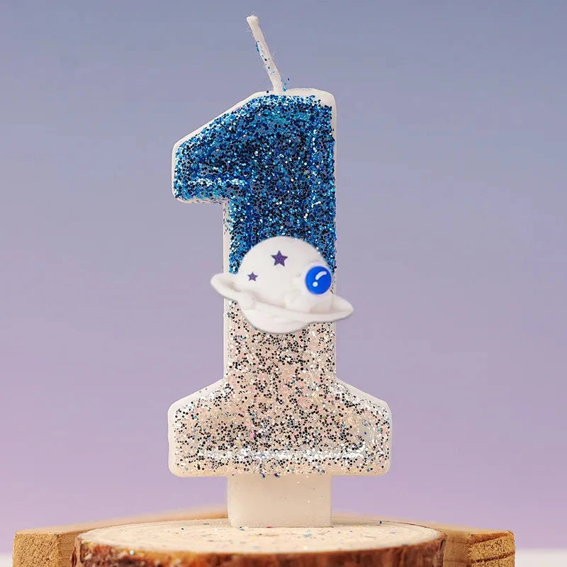 Space-themed Numbered Birthday Candles 0 9 Number Combinations