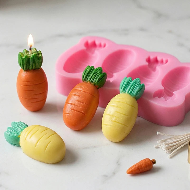 Carrot Silicone Mold DIY Fondant Chocolate Cake Decorating Candy Gum Paste Polymer Clay Cupcake Topper Baking Mold for Easter Zpaxo