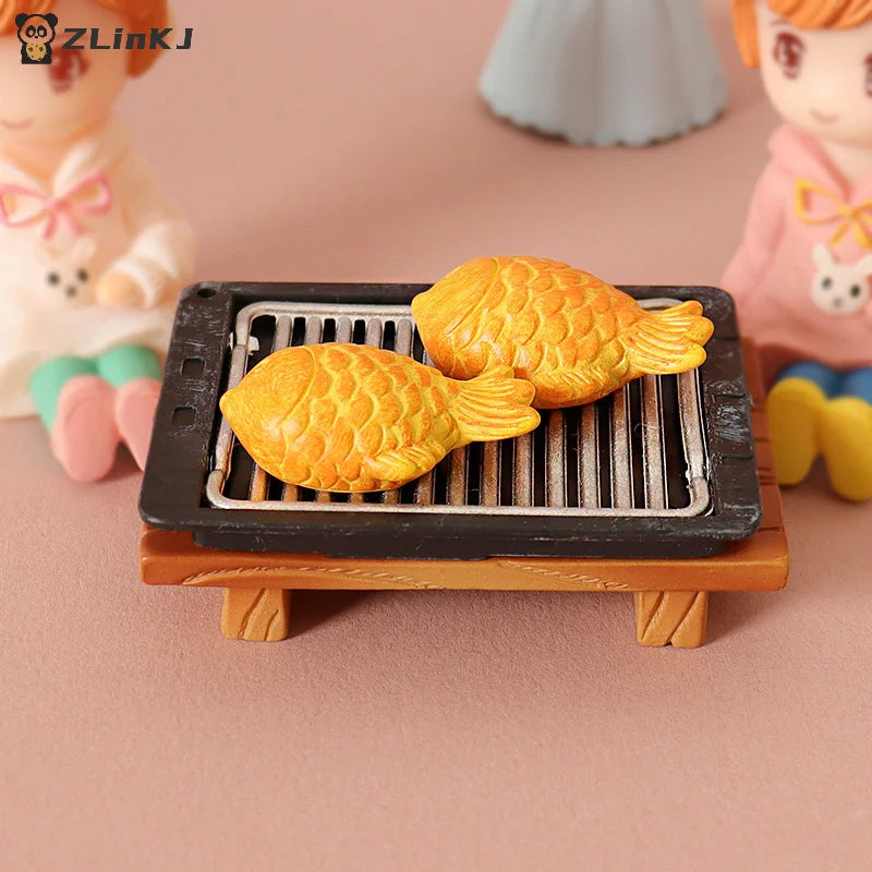 ▶1/12 Dollhouse Simulation Grilled Fish Barbecue Grill Dollhouse Miniature Kitchen Decorations Dolls House Food Accessories Zpaxo