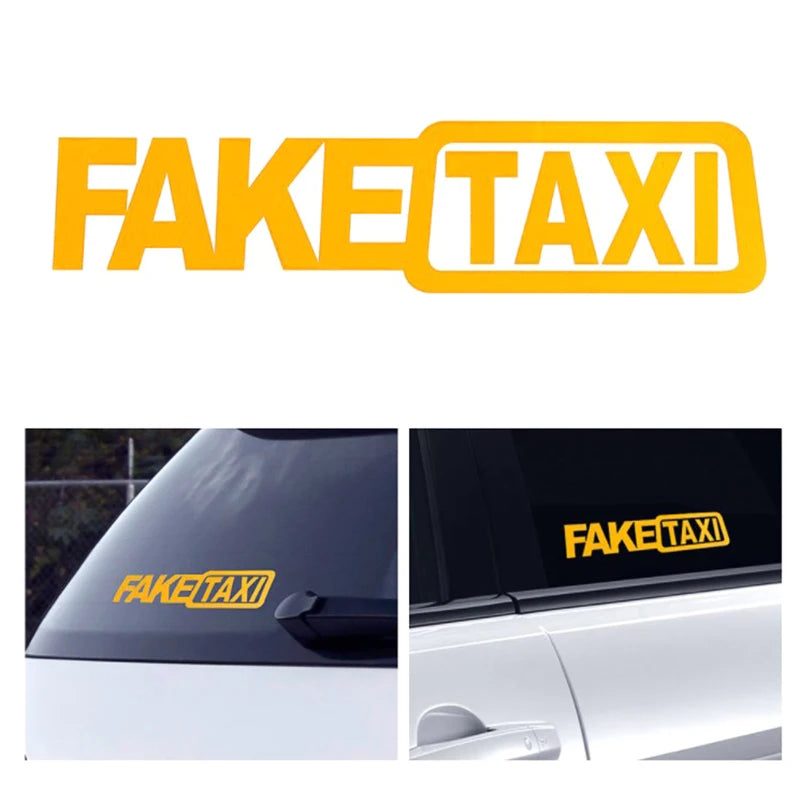 Funny Fake Taxi Car Vinyl Sticker – Self-Adhesive Decal Emblem